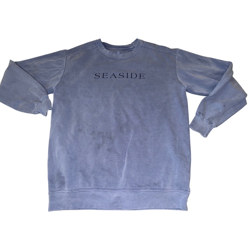 Seaside Style‎ Crewneck Sweatshirt Medium Blue Faded Graphic Pullover Florida